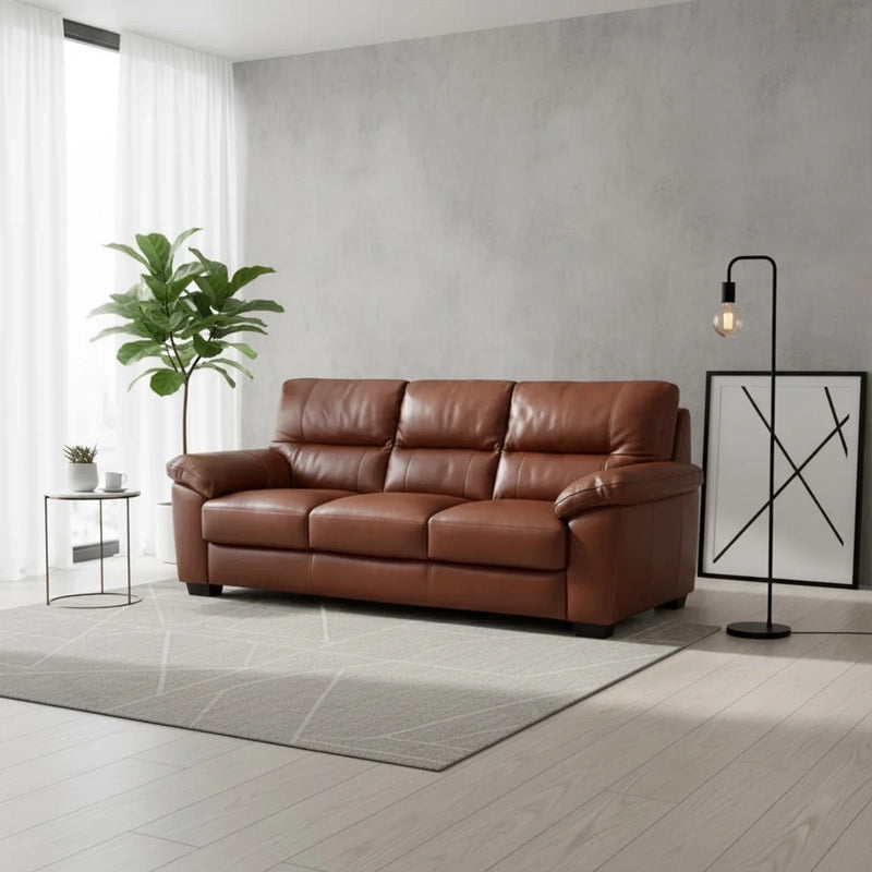 Panel stitched leather couch photo showing modern sofa design and stylish sofa design L shape
