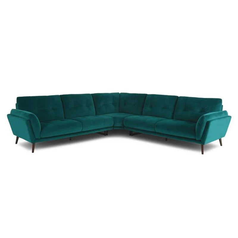 Mid-century silhouette image in teal – fabric sofa, corner sofa set - 2+Corner+2 sofa set