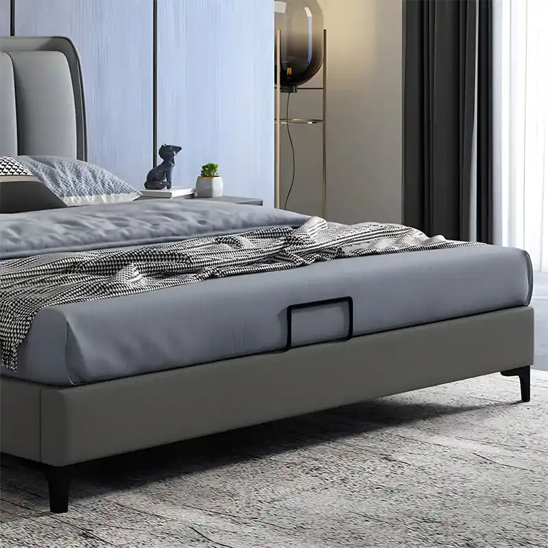 Storage lift compartments + cot design + bed for king size + faux leather