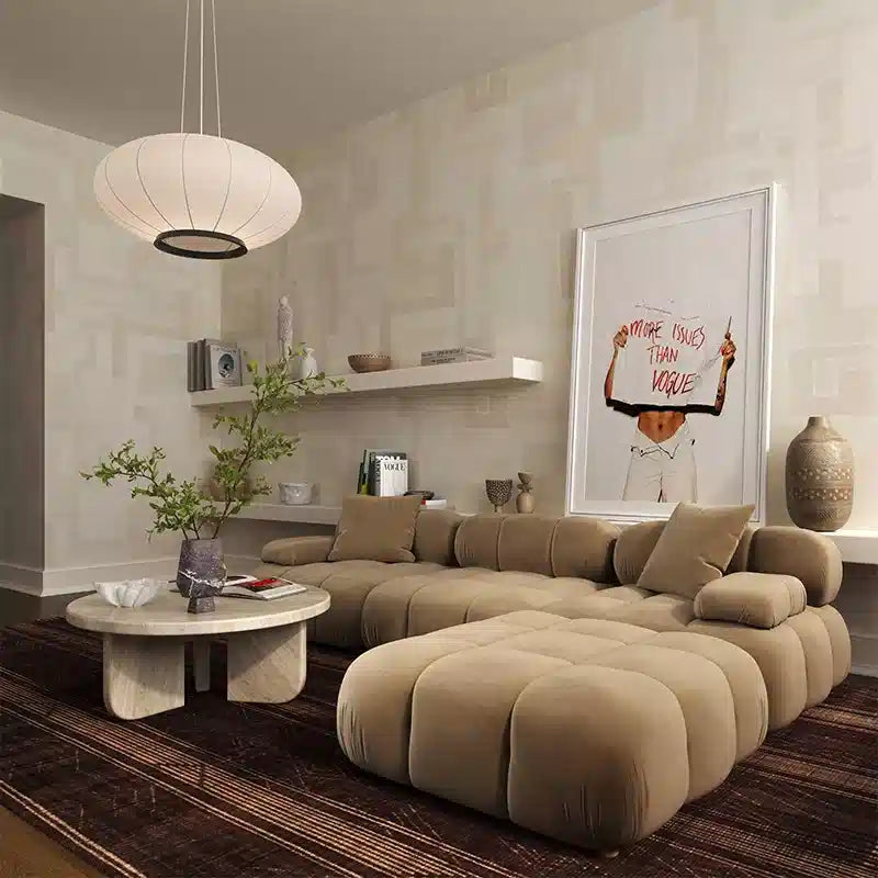 Tufted modular layout with bubble seating – velvet sofa + design sofa set + 5 seater