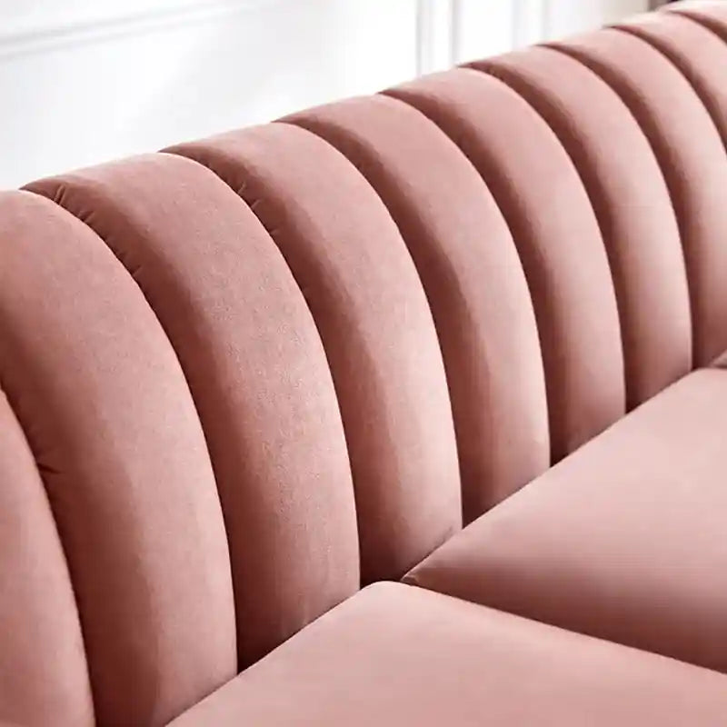 Modern luxe sofa with gold legs fabric couch stylish sofa design pastel