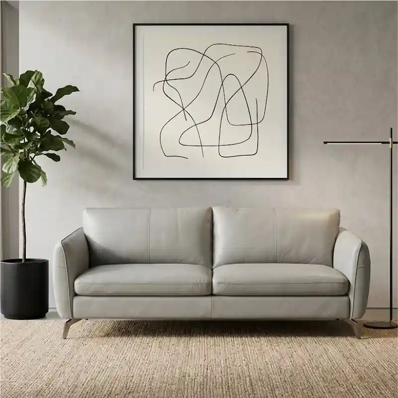  Tapered black metal legs on designer couch – latest sofa design & pure leather sofa, 3 seater