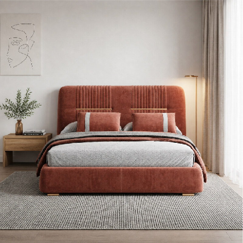 Luxury channel tufted headboard new bed design master bedroom bed design