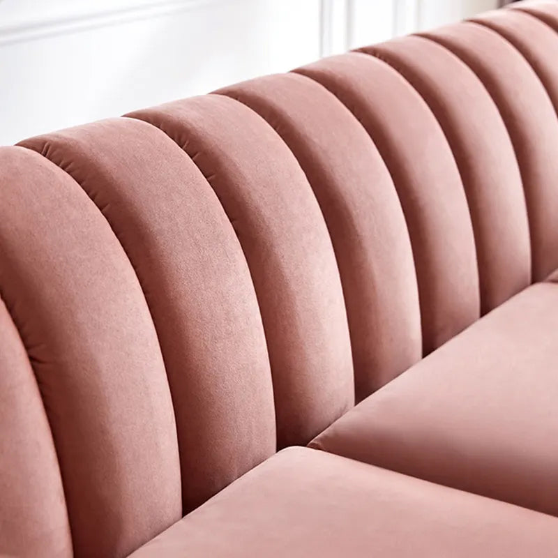 Modern luxe sofa with gold legs fabric couch stylish sofa design pastel