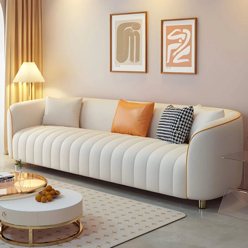 Horizontal channel-tufted backrest – modern sofa design, 3 seater couch
