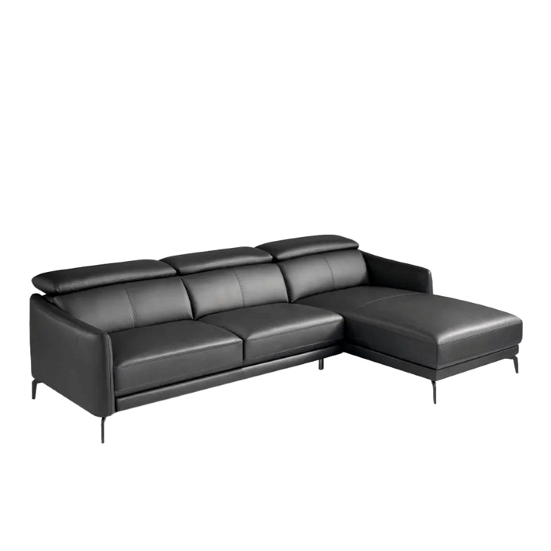 Minimal stitched leather couch, latest sofa design sofa online l shaped sectional black