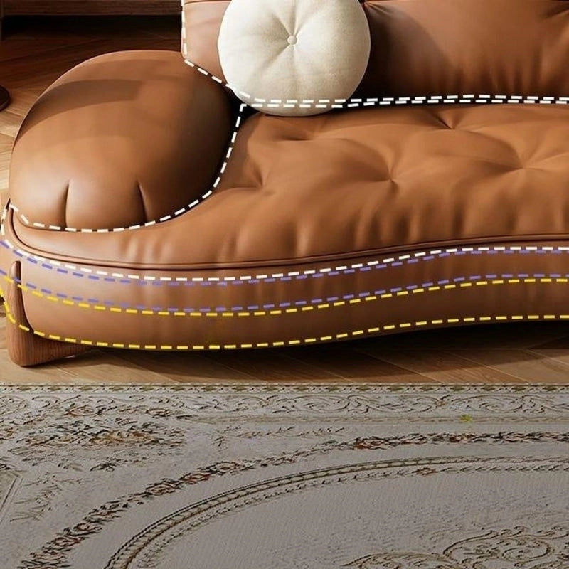 Rectangular soft-curved form for interiors, living room sofa set, living room couch, leather upholstery