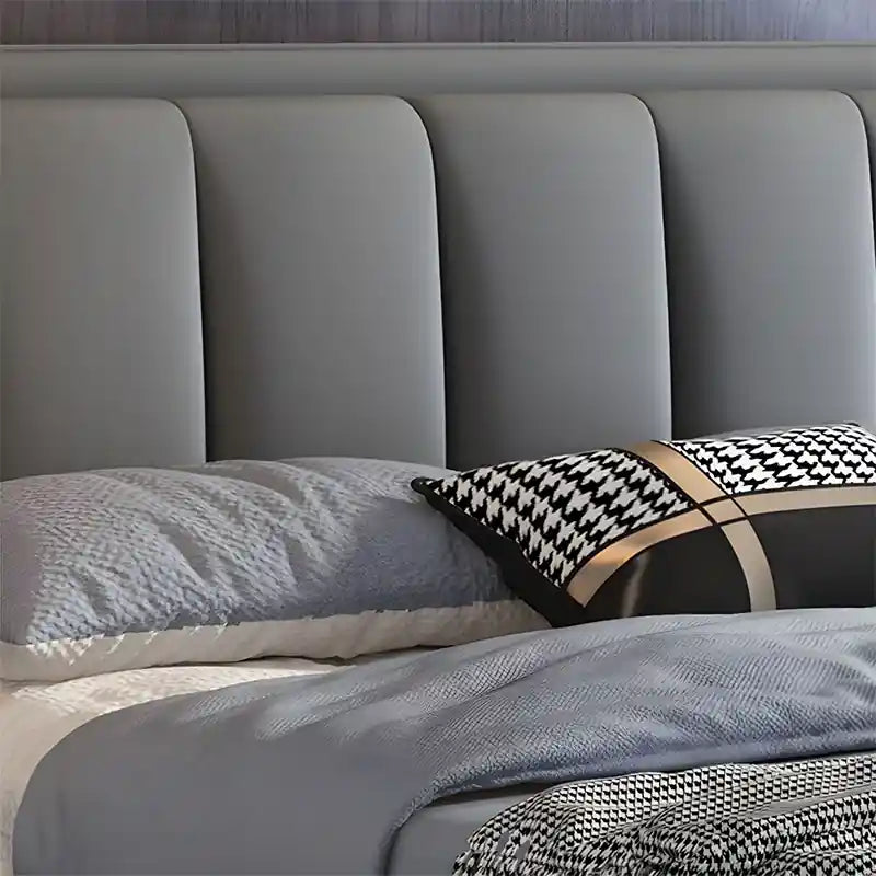Sleek footboard with pull-handle + bed online + hydraulic bed + engineered wood