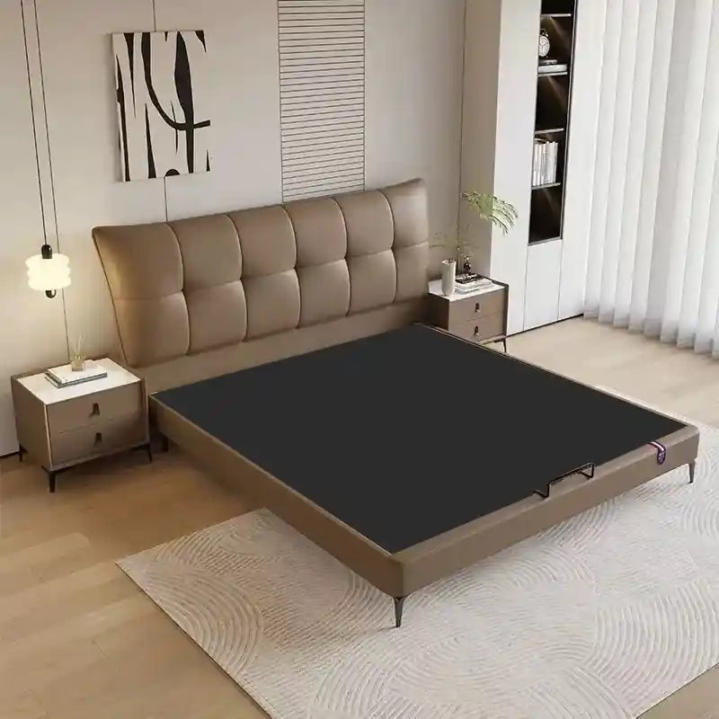 Full-frame side profile with clean lines, bed for king size + bed frame