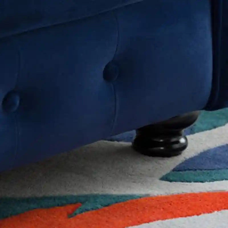Front base button tufting, design of sofa, velvet sofa, 3 seater couch, smooth upholstery