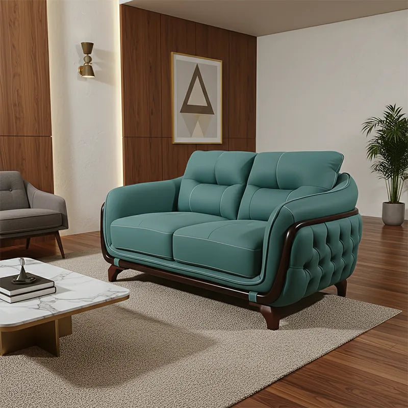 This sofa set suits elegant living rooms with refined design.