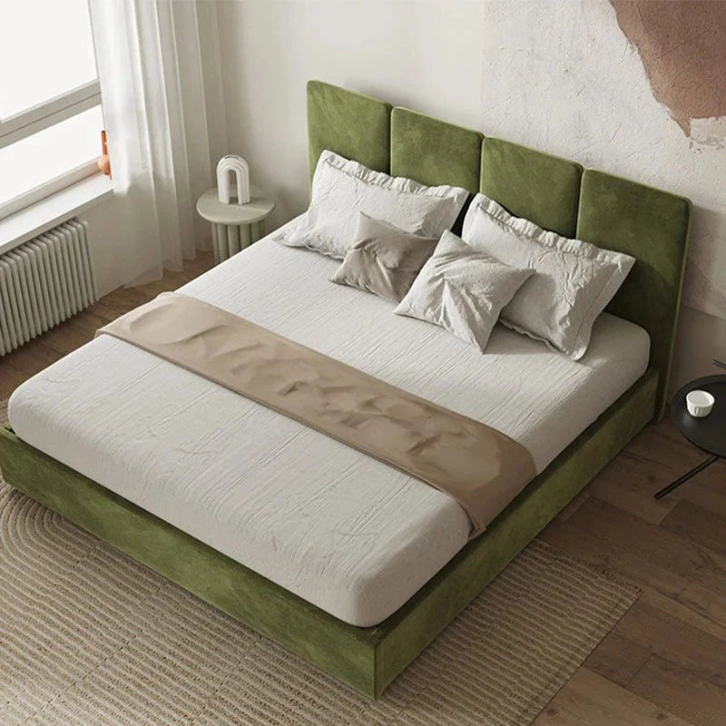 Upholstered base with stubby legs – master bedroom bed design, new bed design
