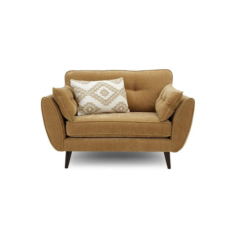  Living room view with mid-century couch and walnut finish legs – sofa set design, 1 seater sofa
