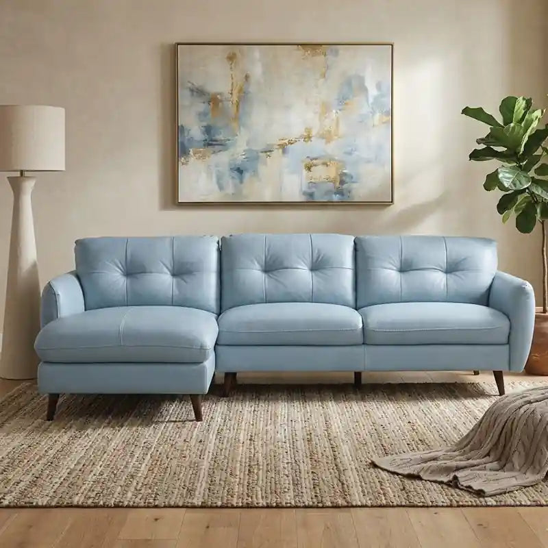 Slim metal leg leather sofa image featuring latest sofa design and premium sofa build
