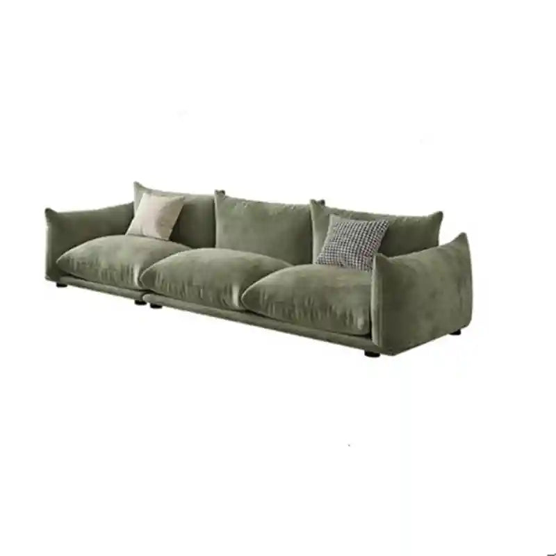 The raised metal legs and slim gold accents give this sofa set a light, contemporary presence, while the plush cushions support relaxed everyday seating.