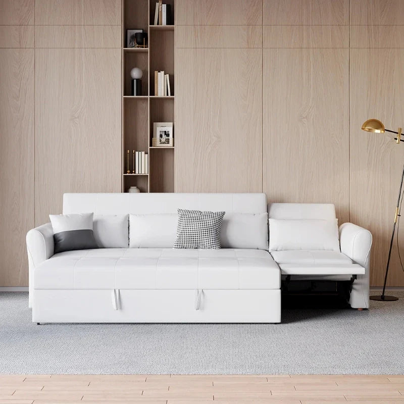 Folded 3-seater layout with chaise, convertible couch sleeper, couch bed finish