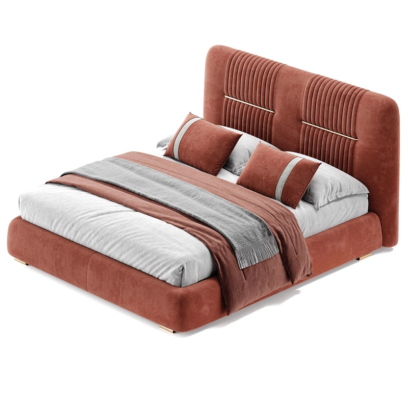 Modern luxury upholstered bed frame bed and cot metallic leg design