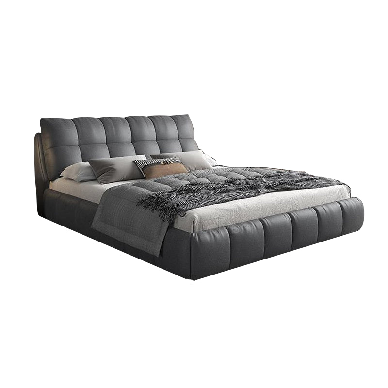 Luxury upholstered cot design bed and cot dark grey padded platform structure