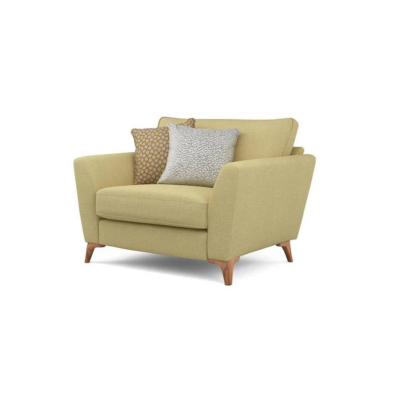 Side pic of wood-metal leg sofa set design and contemporary sofa design, 1 seater model