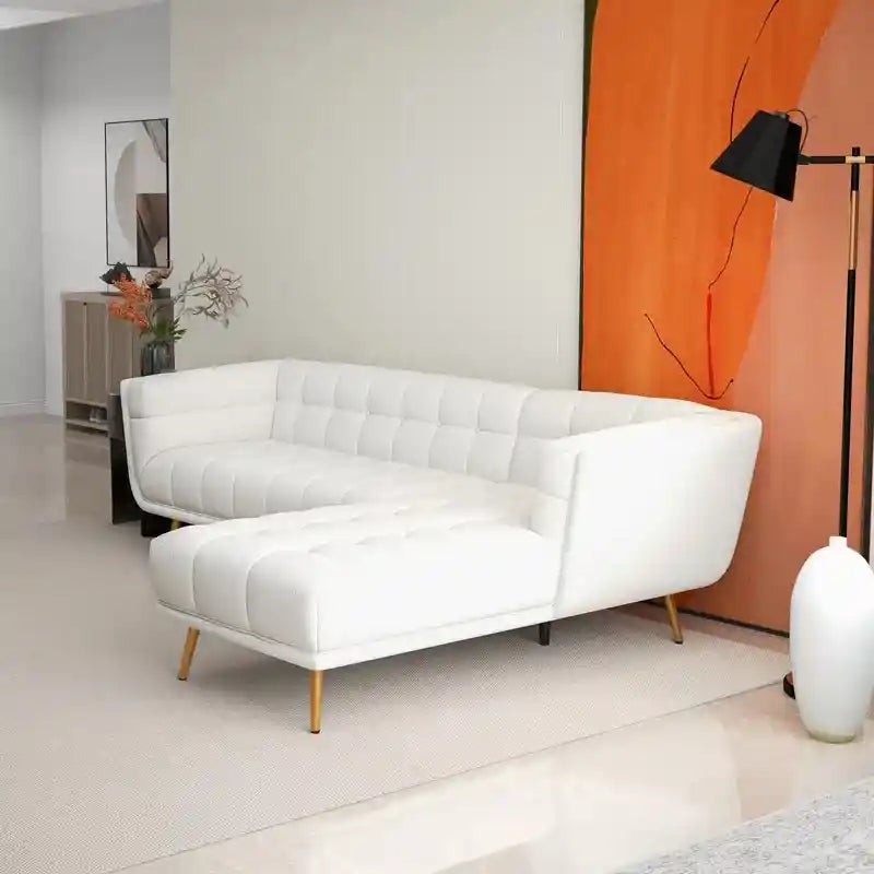 Right chaise lounge sofa in soft fabric, corner sofa set stylish sofa design living room