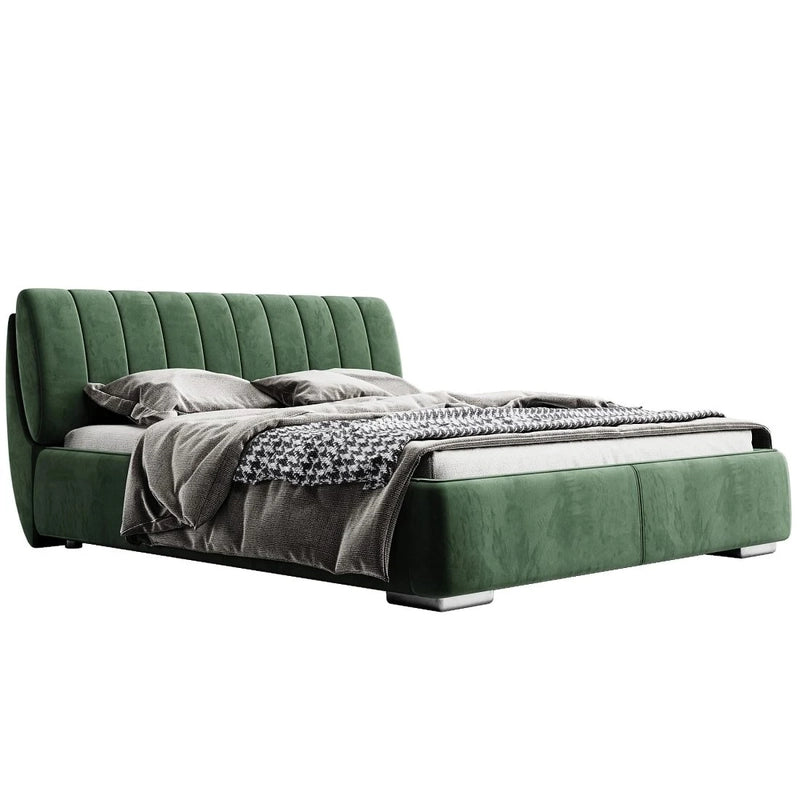 This upholstered couch-style sleeping setup offers a cosy retreat while maintaining