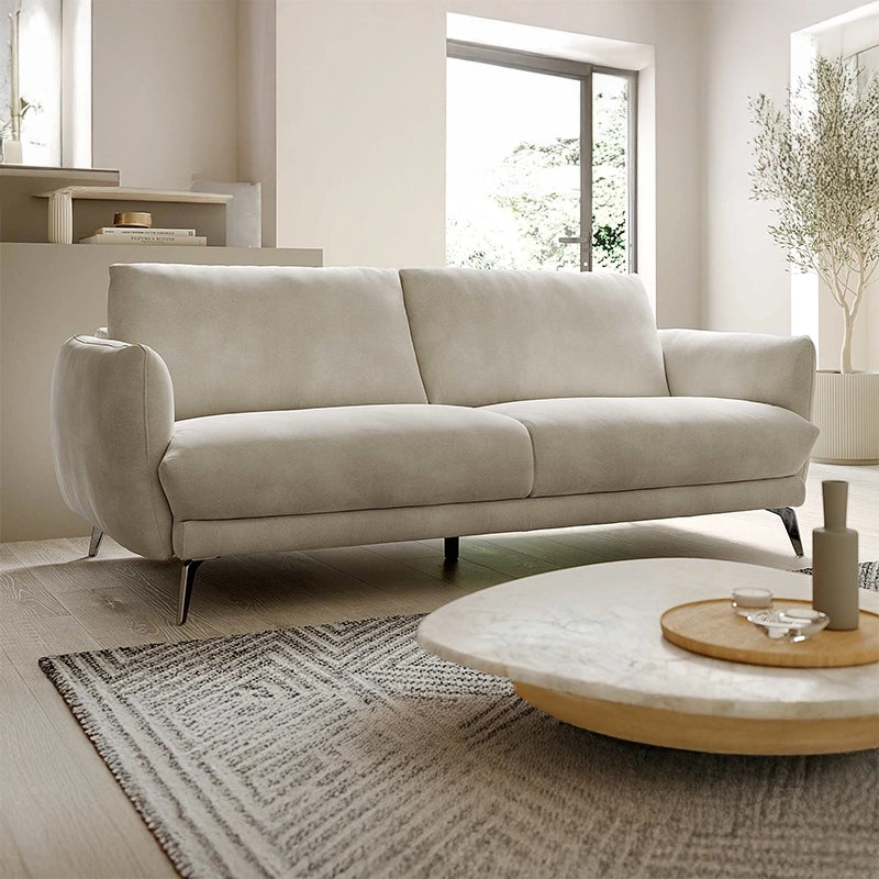 Cushioned caramel couch with stitching detail pure leather sofa stylish sofa design 3 seater