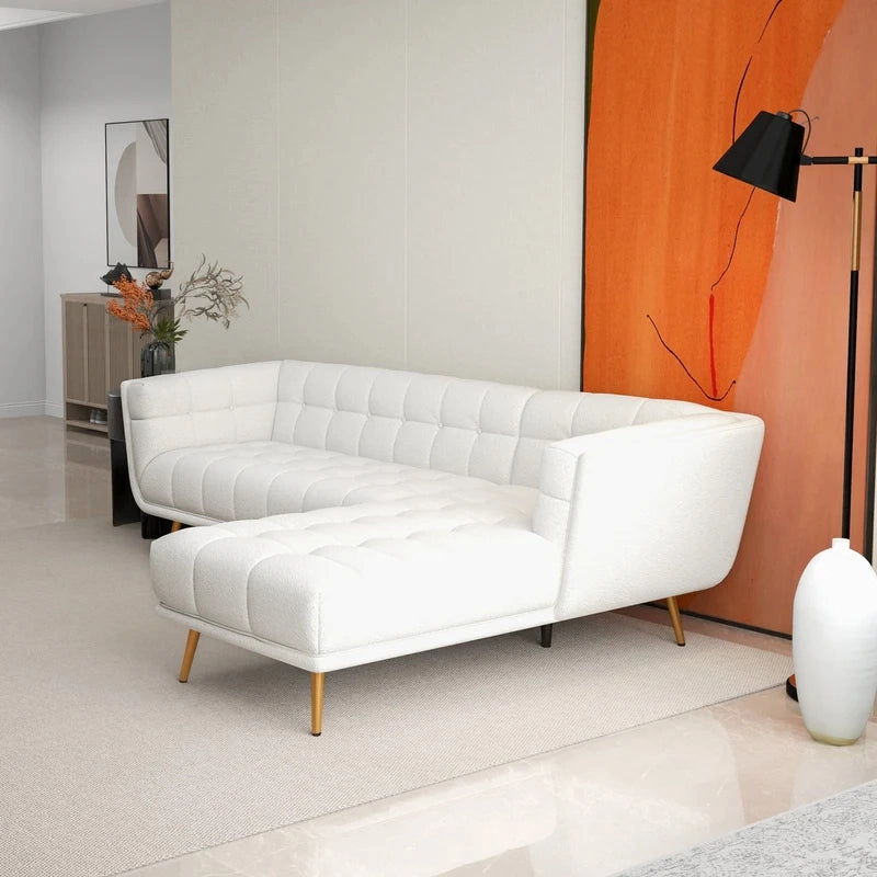 Right chaise lounge sofa in soft fabric, corner sofa set stylish sofa design living room