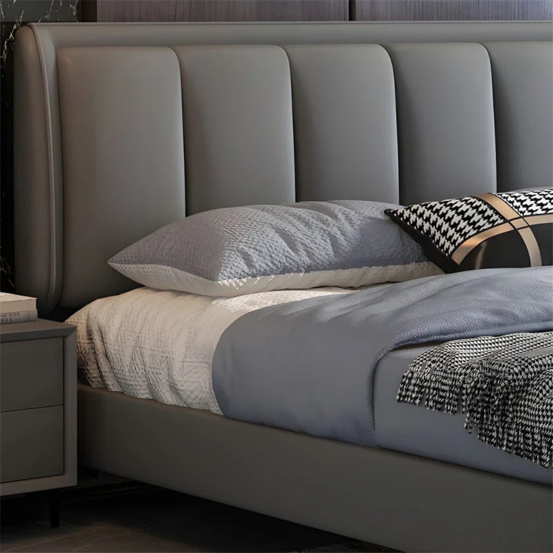 Sleek footboard with pull-handle + bed online + hydraulic bed + engineered wood