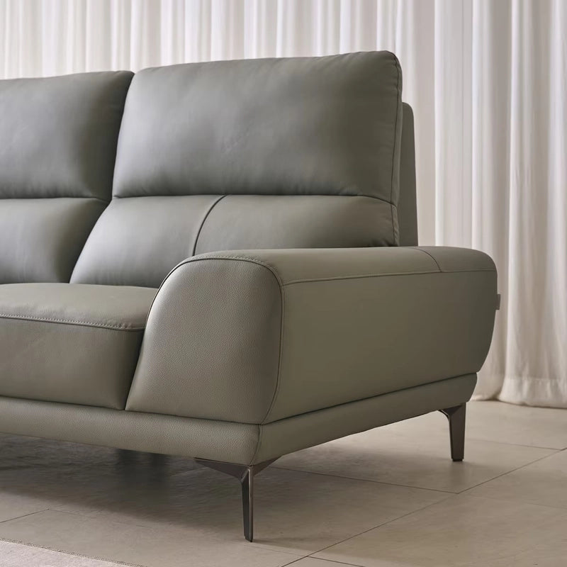 refined leather sofa crafted for modern living, combining a clean silhouette with everyday comfort
