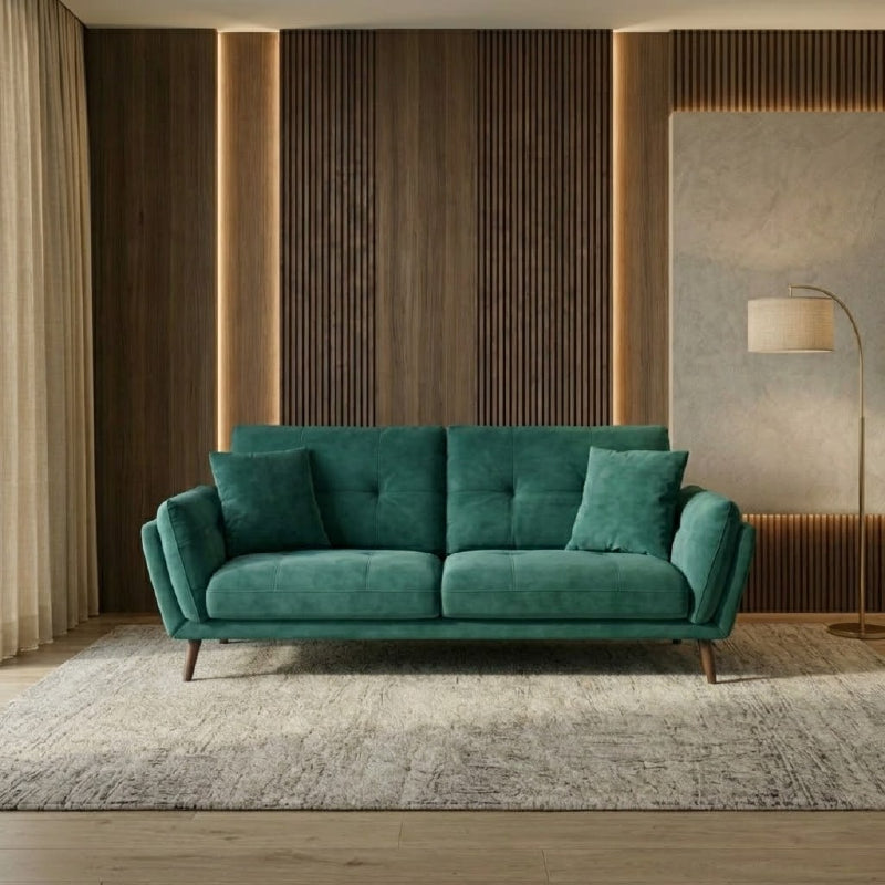  Navy tufted designer sofa pic – modern sofa design, velvet sofa - 1 seater
