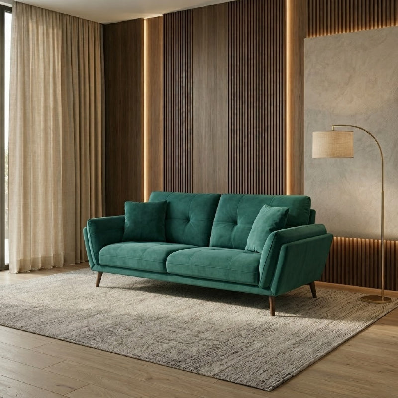 Mid-century silhouette image in teal – fabric sofa, corner sofa set - 1 seater
