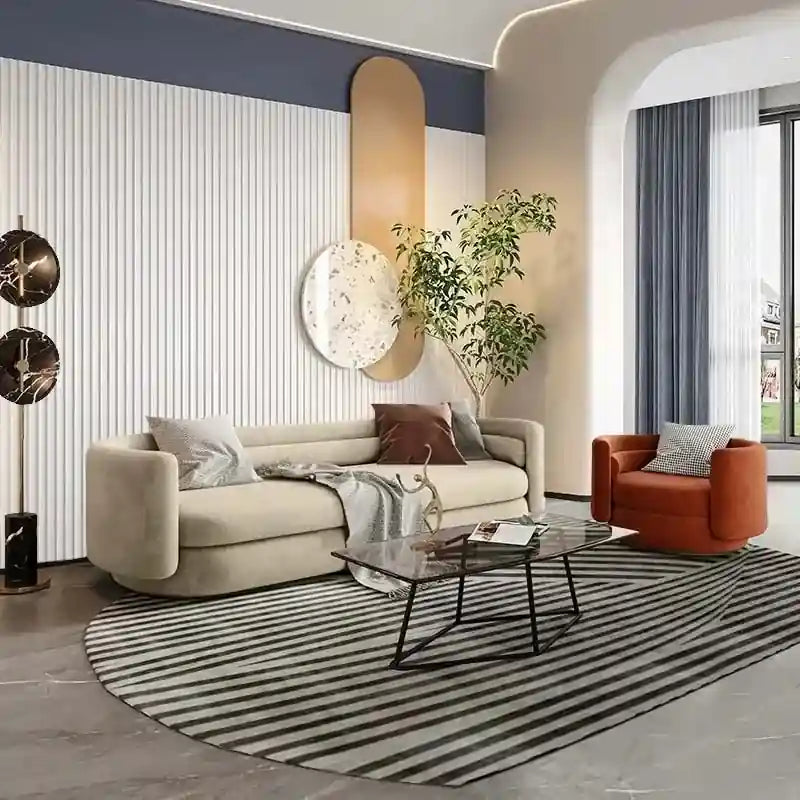 Floor-hugging sofa base in earthy brown, luxury sofa, design sofa design, no visible legs