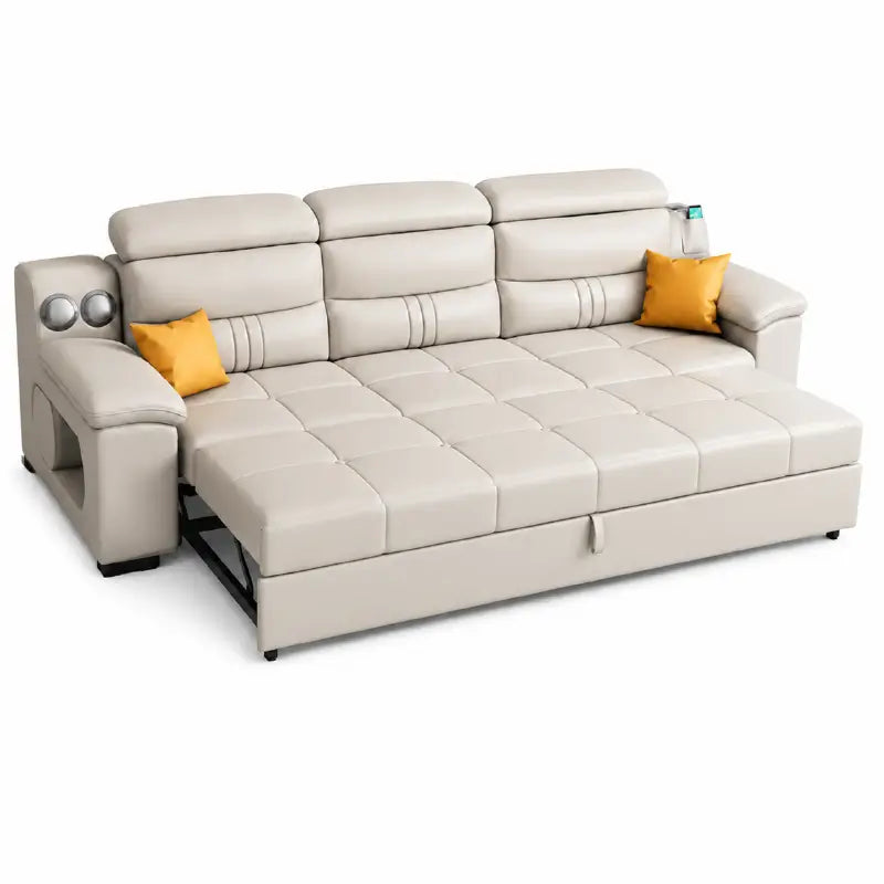 pull-out mechanism that turns it into a wide sleeping surface for daily use or guests
