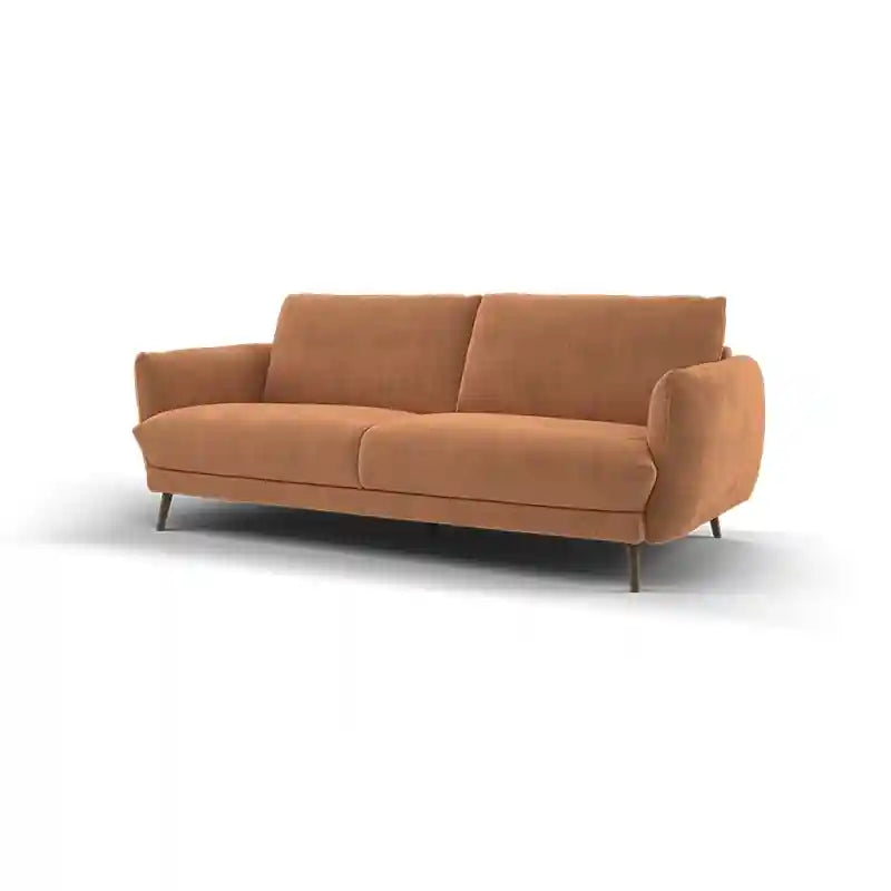 The smooth tan finish paired with tapered wooden legs