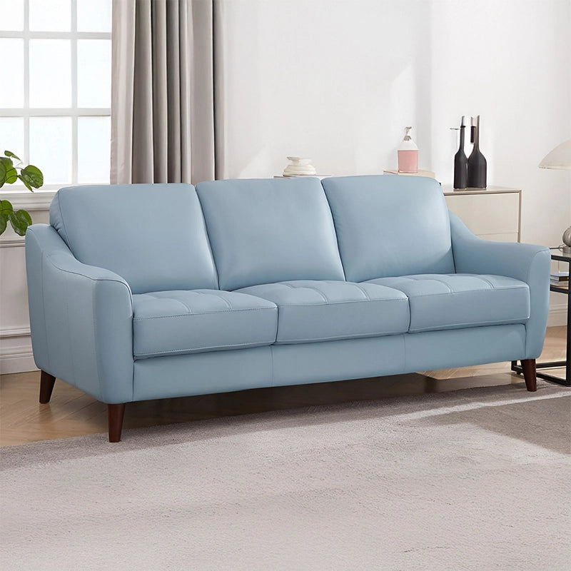 pastel blue couch with tapered wooden legs, contemporary sofa design premium sofa living room fabric