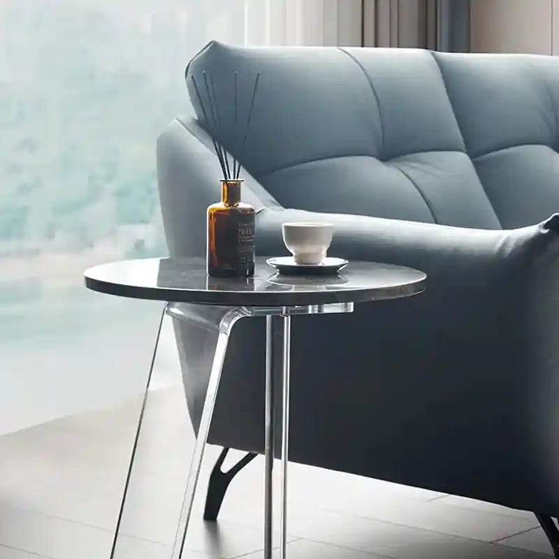 Side view of flared arm – design sofa design, living room sofa set – faux leather, low-rise back