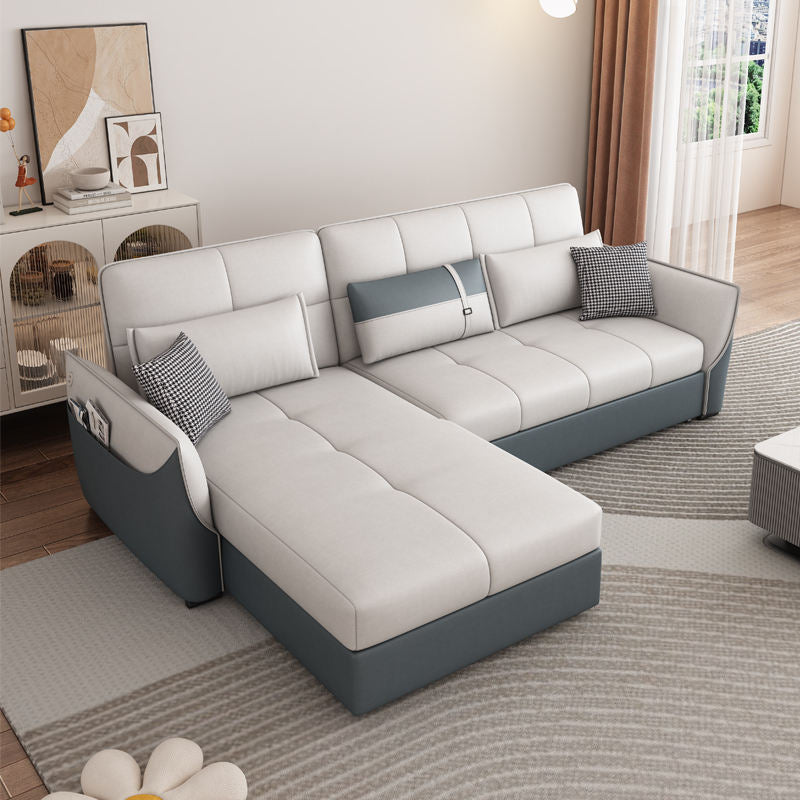 Spacious lounge sofa with hidden storage and pillows, sofa bed couch convertible sofa bed upholstered