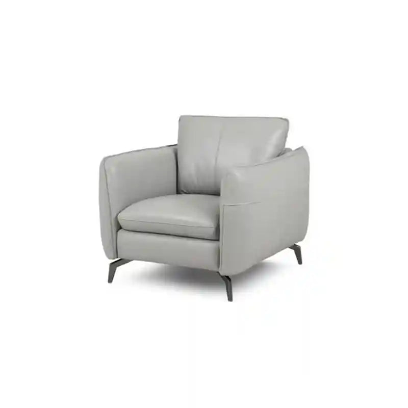 features rounded armrests, high ground clearance, and neatly piped edges for a polished finish