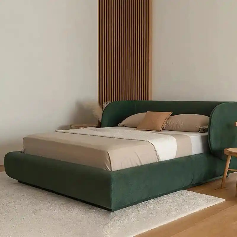 As a fresh new bed design, it bridges cot design simplicity with master bedroom bed design elegance.