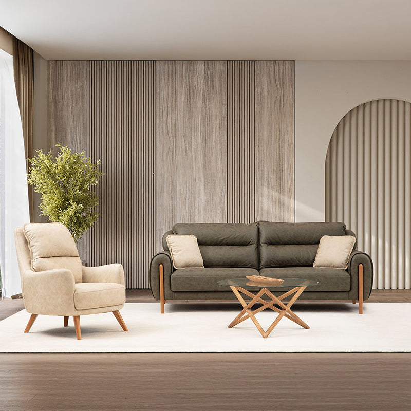 modern sofa presents a refined balance of comfort and aesthetics, ideal for a contemporary living room